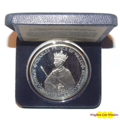 1979 Jamaica $25 Silver Proof Coin - Investiture Prince Charles